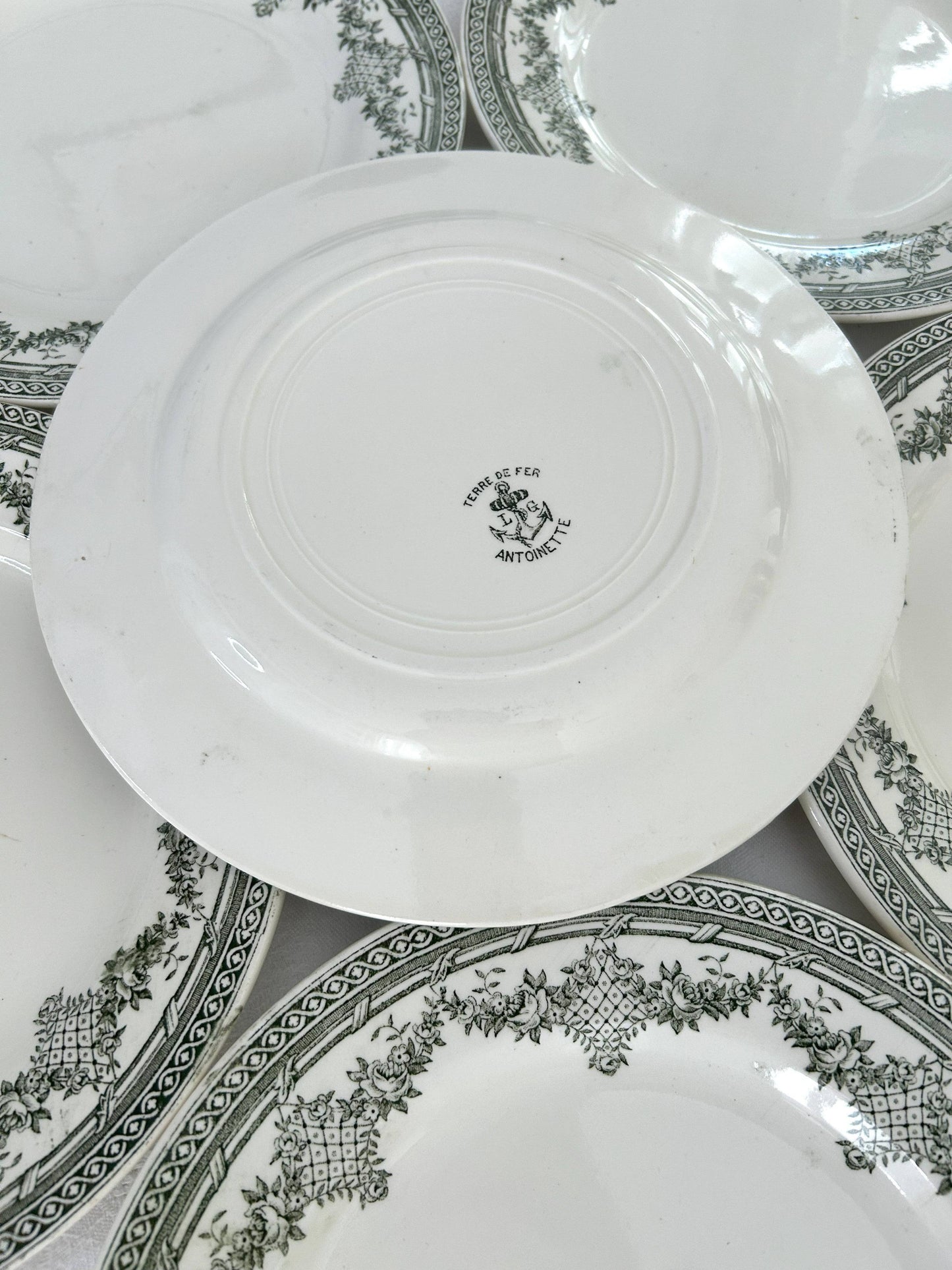 Ensemble de 6 assiettes plates - Antoinette - Clarirefontaine - La Brocanterie d'Estelle