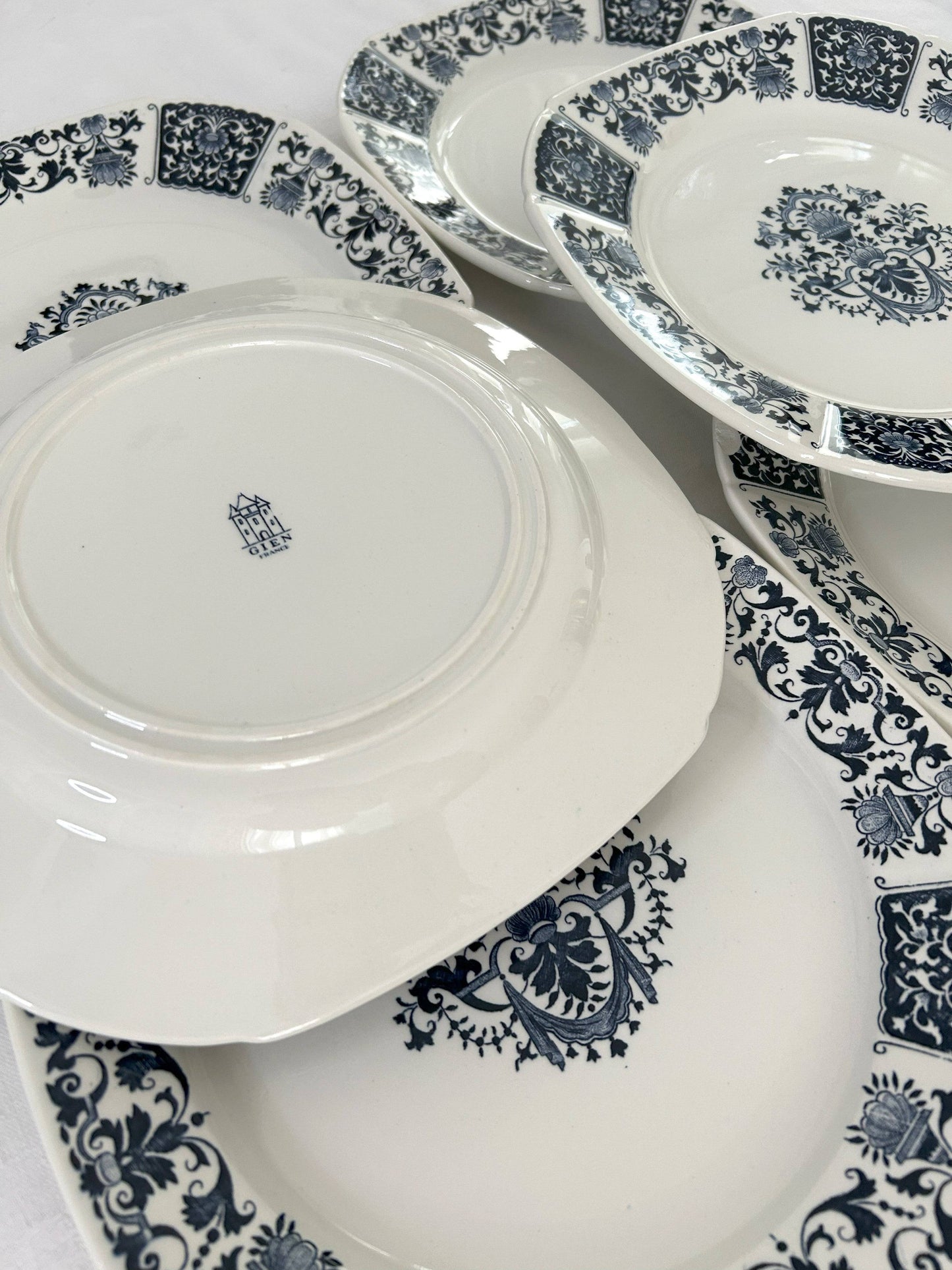 Ensemble de 6 assiettes plates - Ibis - Gien - La Brocanterie d'Estelle