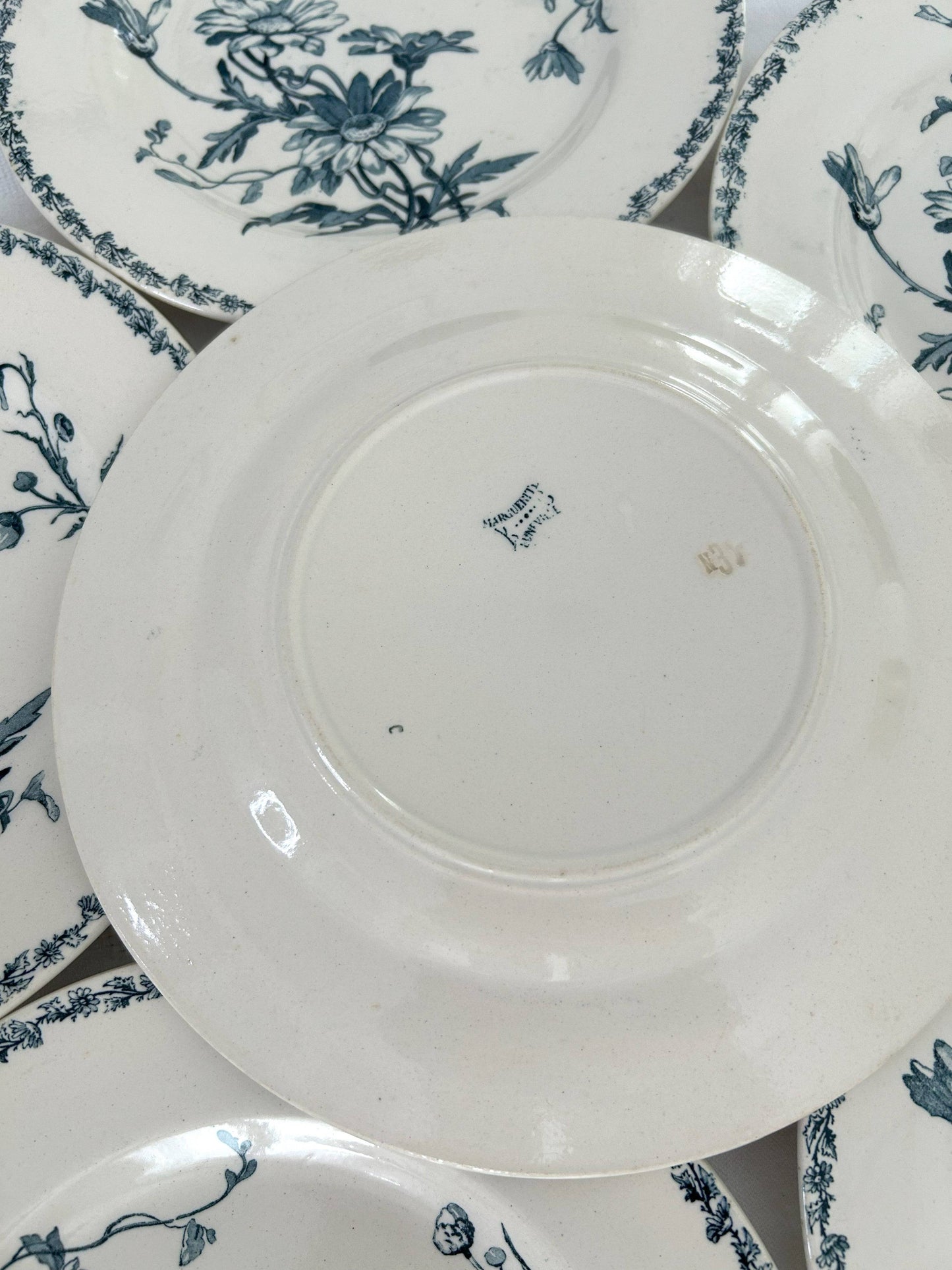 Ensemble de 6 assiettes plates - Marguerite - Terre de fer - K&G Lunéville - La Brocanterie d'Estelle