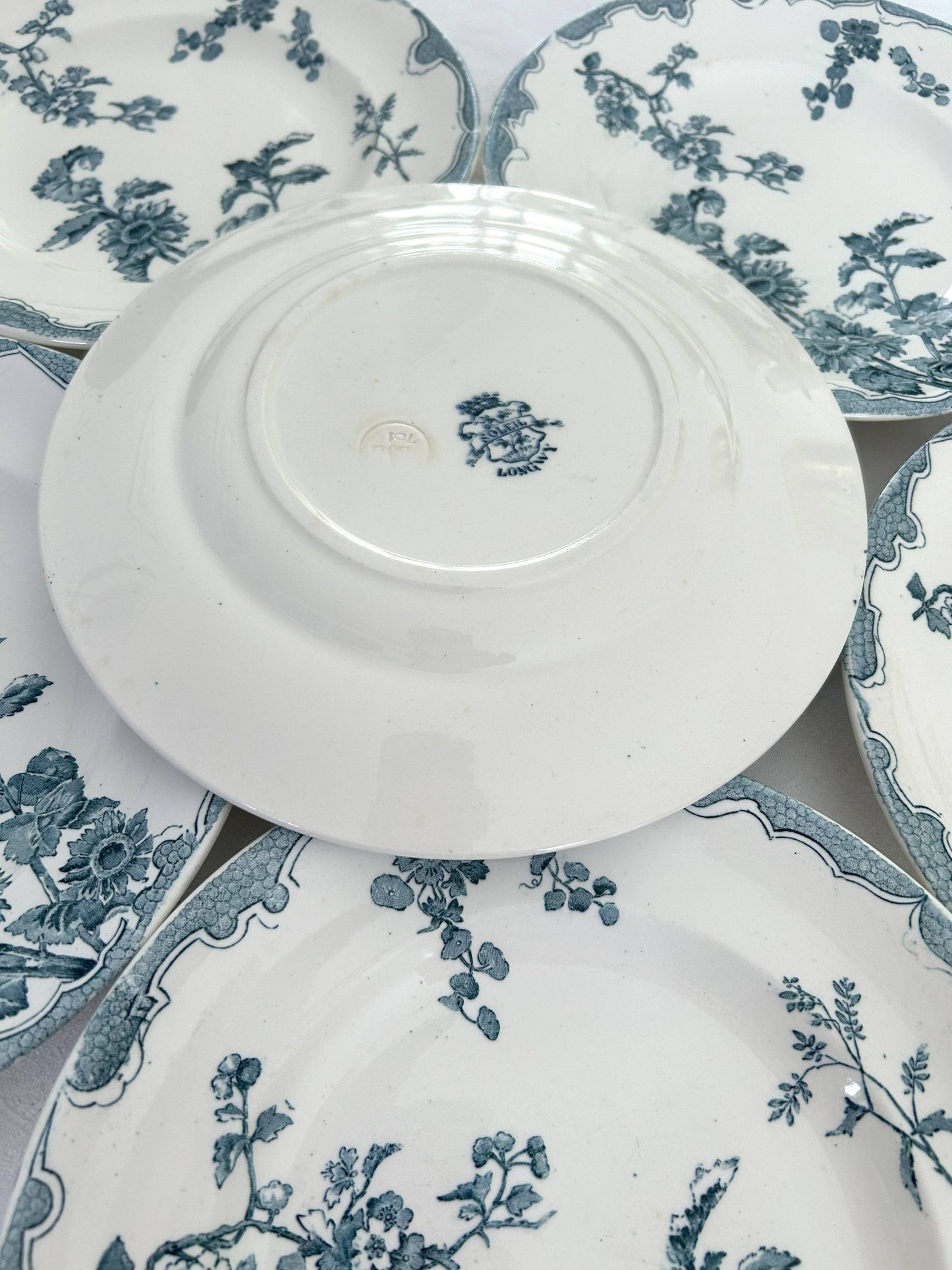 Ensemble de 6 assiettes plates - Soleil - Longwy - La Brocanterie d'Estelle