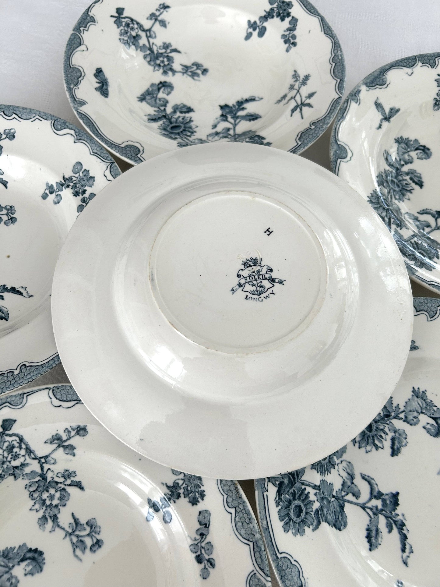 Ensemble de 6 assiettes creuses - Soleil - Longwy - La Brocanterie d'Estelle