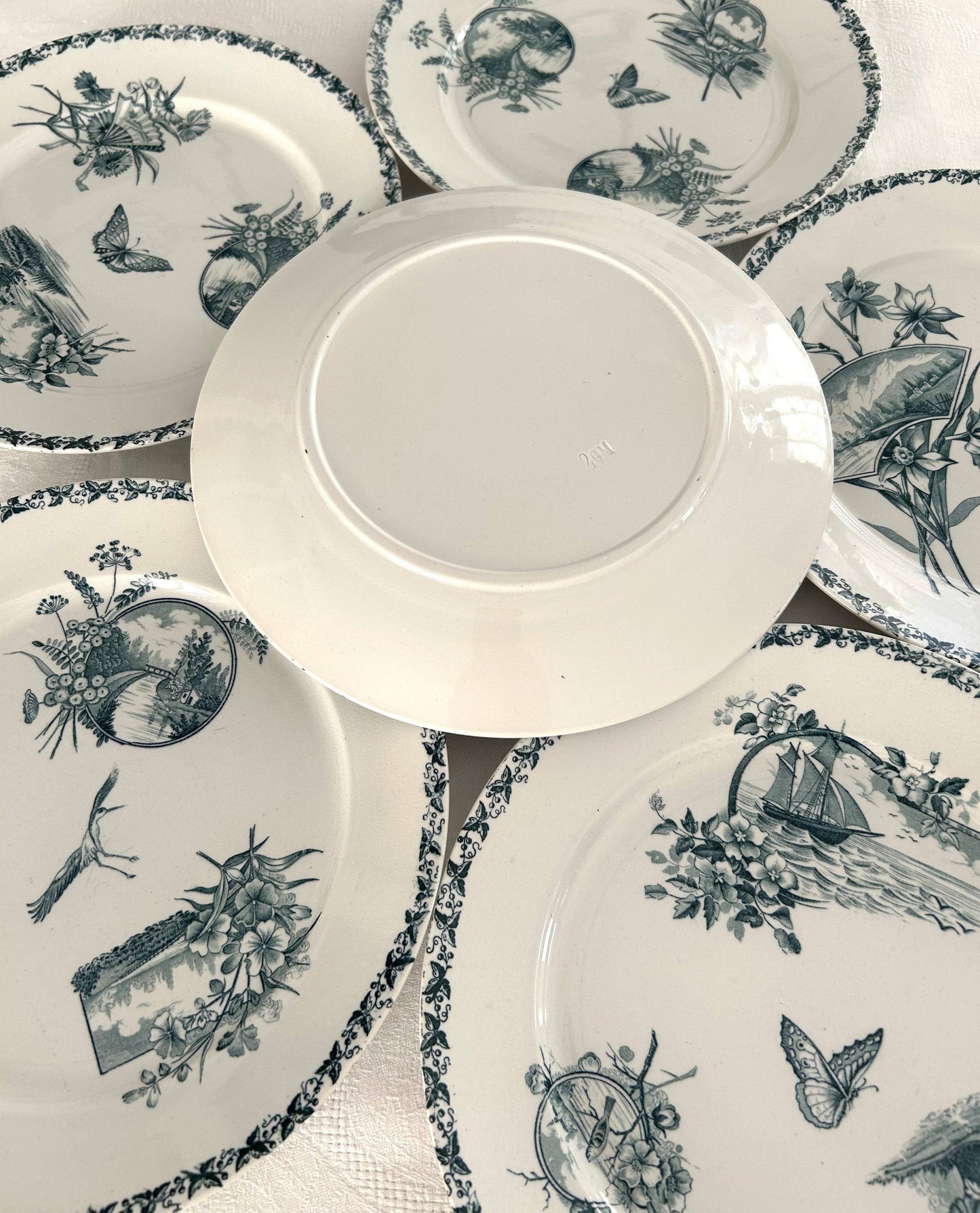 Ensemble de 6 assiettes plates - Écran - Badonviller - La Brocanterie d'Estelle