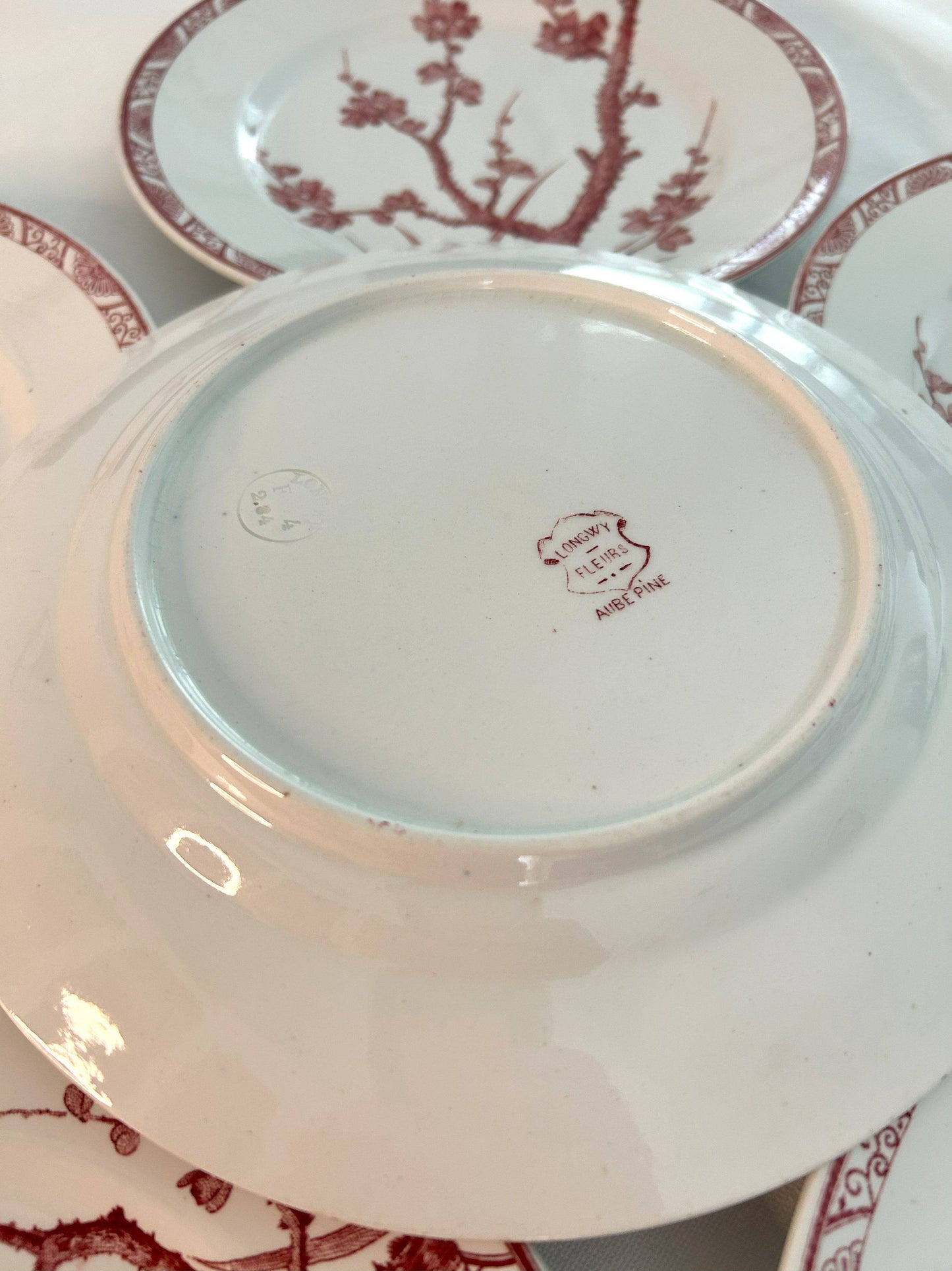 Ensemble de 6 assiettes plates - Aubépine - Longwy - La Brocanterie d'Estelle