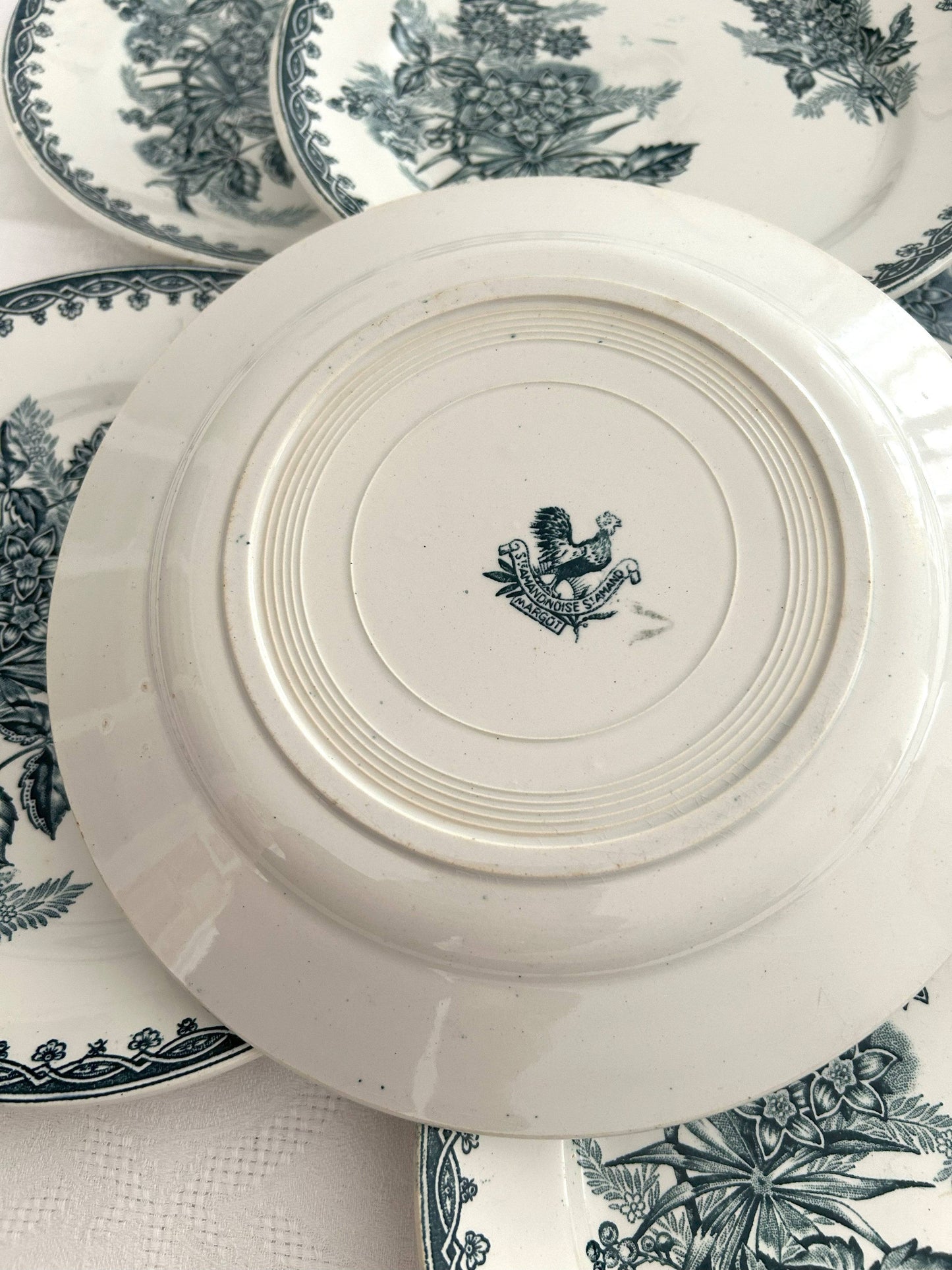 Ensemble de 6 assiettes plates - Margot - Terre de fer - St Amandinoise - La Brocanterie d'Estelle