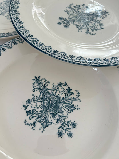 Ensemble de 4 assiettes semi-creuses - Alhambra - Terr de fer - Salins - La Brocanterie d'Estelle
