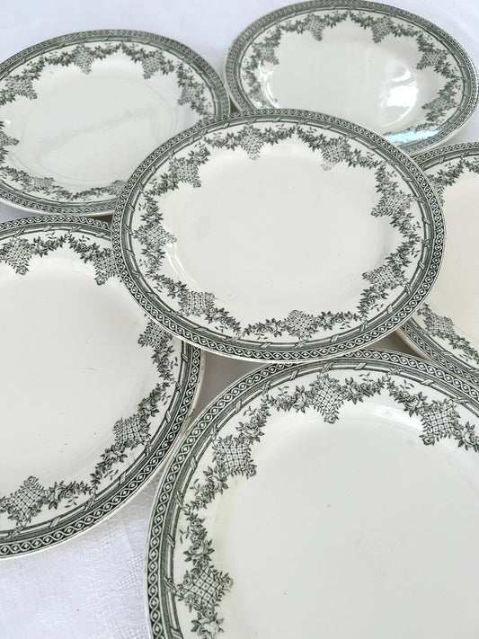 Ensemble de 6 assiettes plates - Antoinette - Clarirefontaine - La Brocanterie d'Estelle