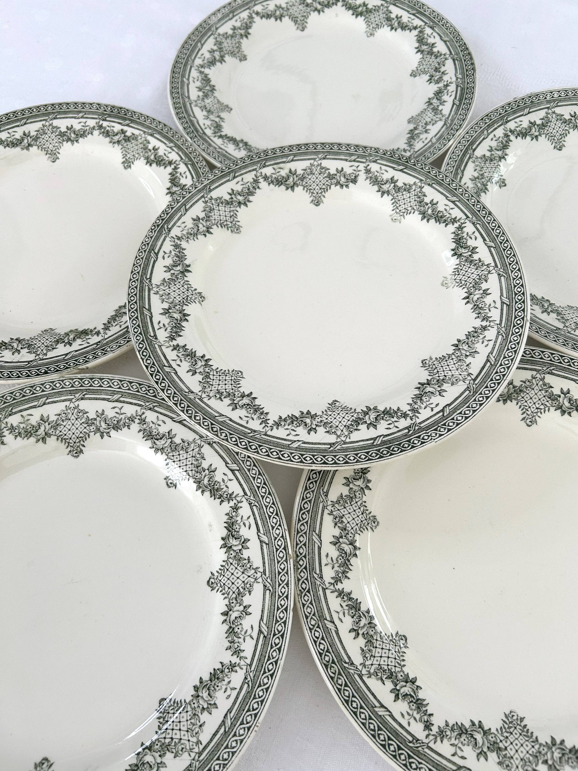 Ensemble de 6 assiettes plates - Antoinette - Clarirefontaine - La Brocanterie d'Estelle