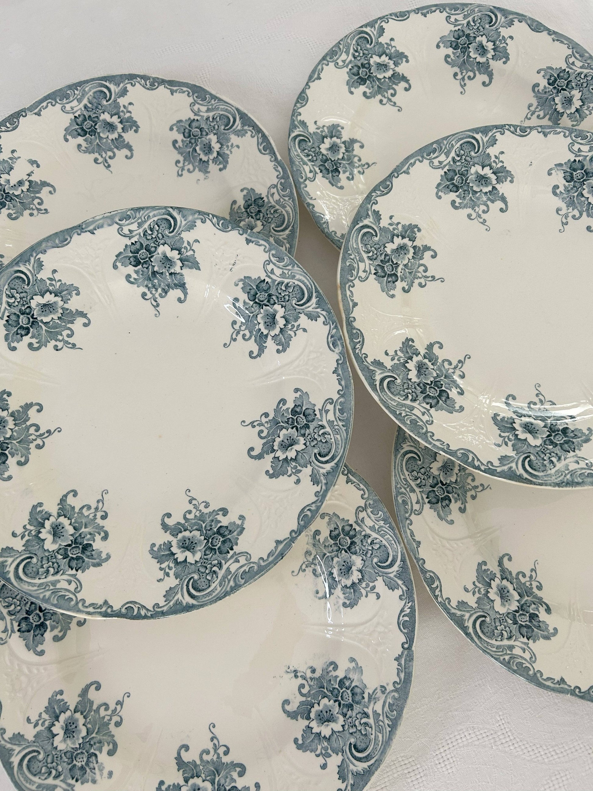 Ensemble de 6 assiettes plates - Gobelins - Longwy - La Brocanterie d'Estelle