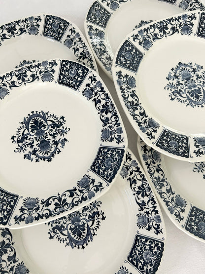 Ensemble de 6 assiettes plates - Ibis - Gien - La Brocanterie d'Estelle