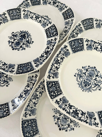Ensemble de 6 assiettes plates - Ibis - Gien - La Brocanterie d'Estelle