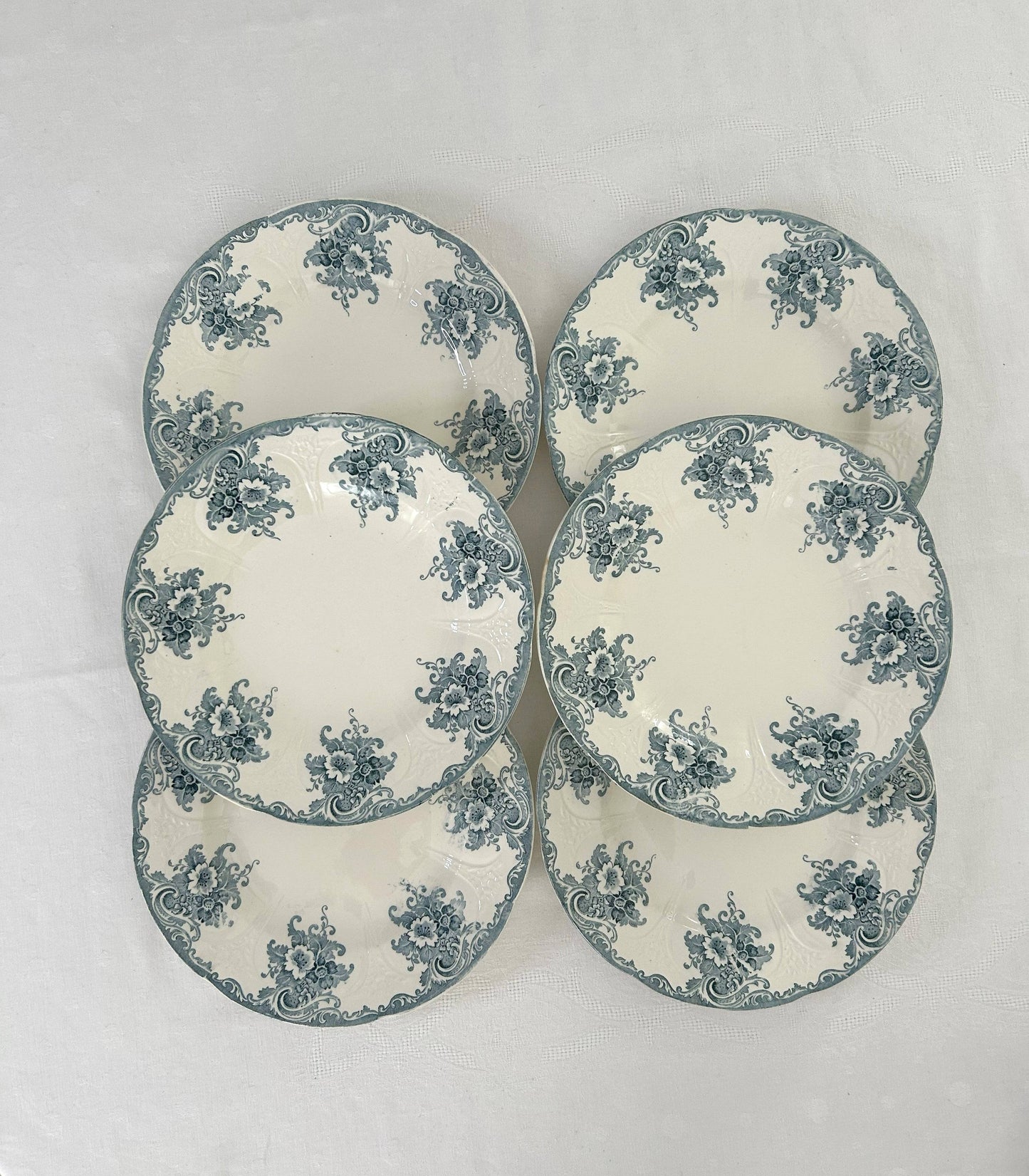 Ensemble de 6 assiettes plates - Gobelins - Longwy - La Brocanterie d'Estelle