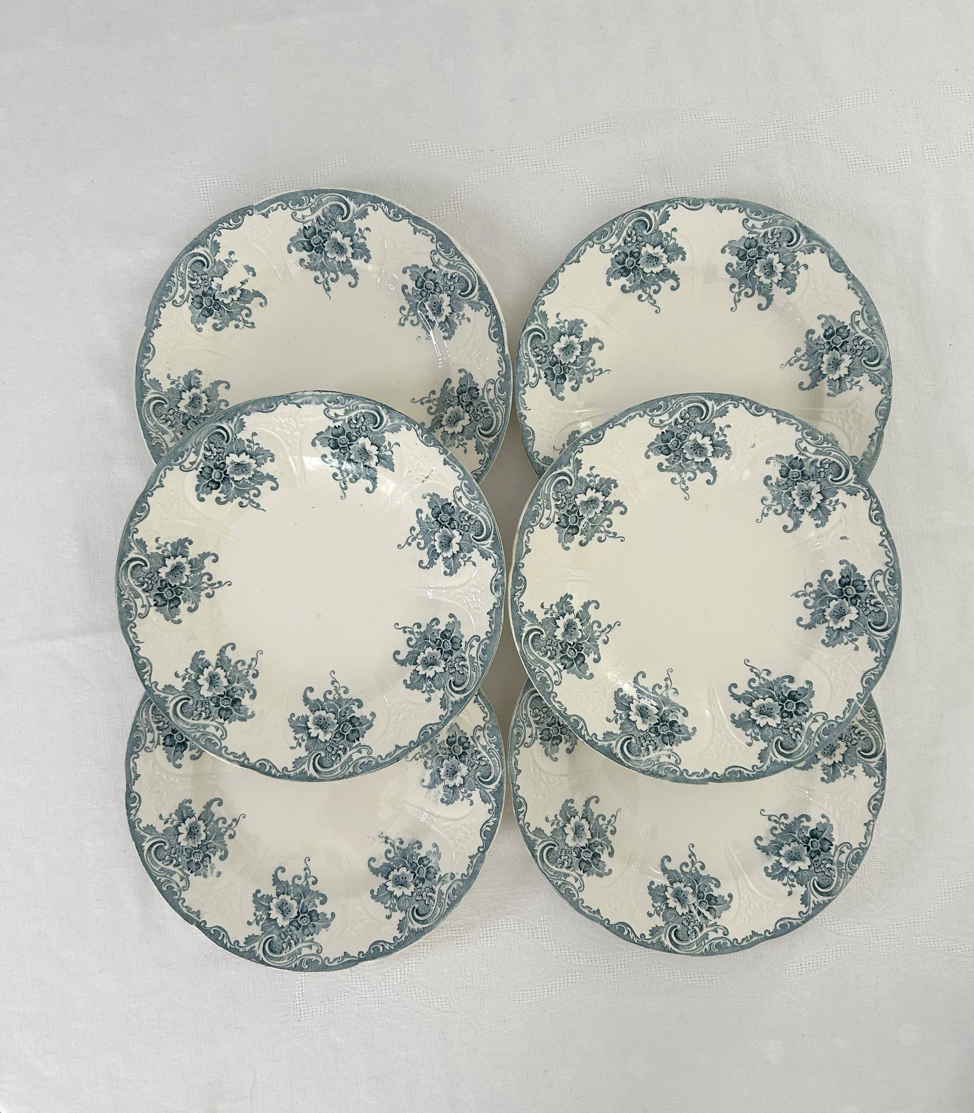 Ensemble de 6 assiettes plates - Gobelins - Longwy - La Brocanterie d'Estelle