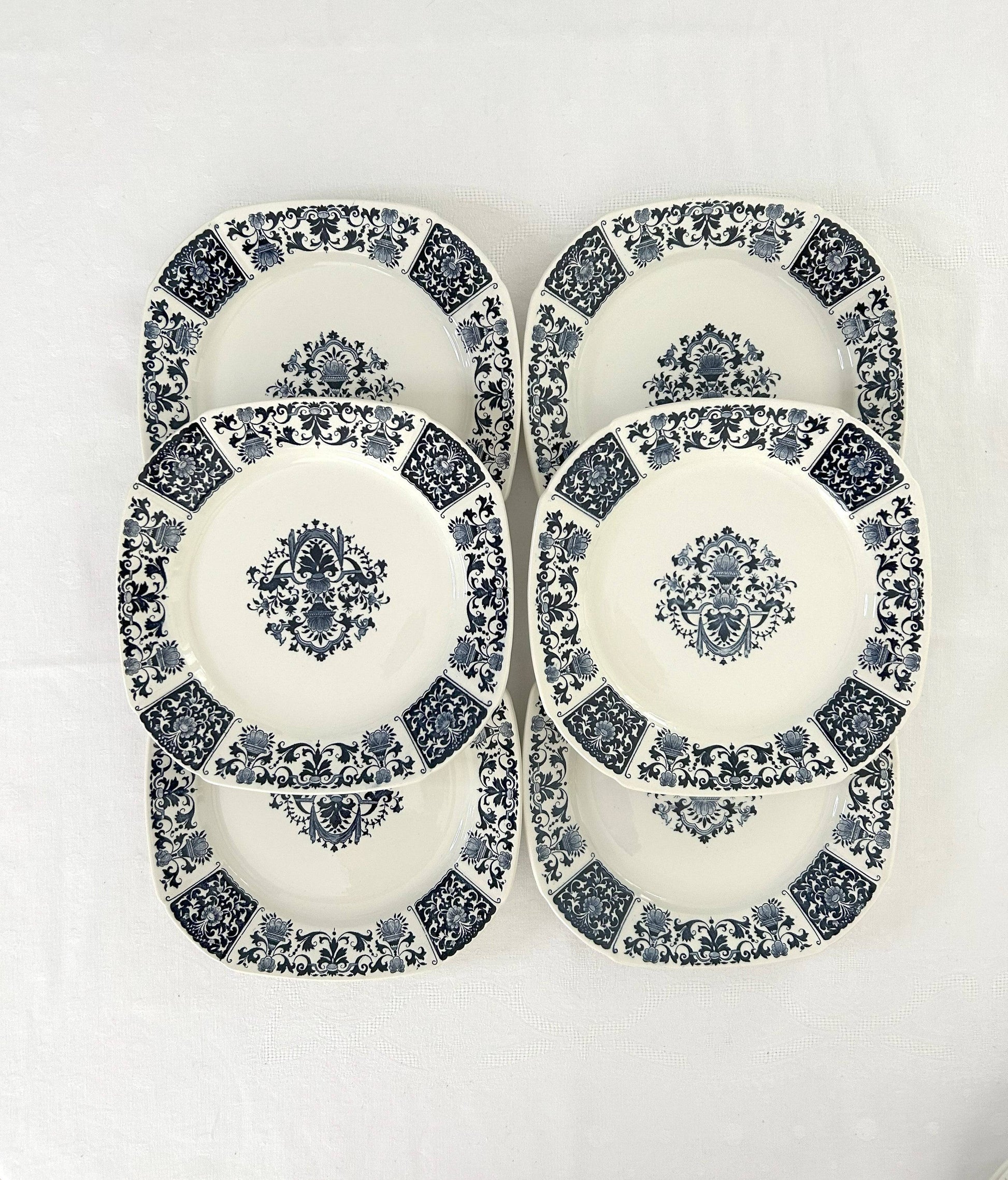 Ensemble de 6 assiettes plates - Ibis - Gien - La Brocanterie d'Estelle