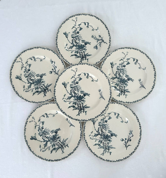 Ensemble de 6 assiettes plates - Marguerite - Terre de fer - K&G Lunéville - La Brocanterie d'Estelle