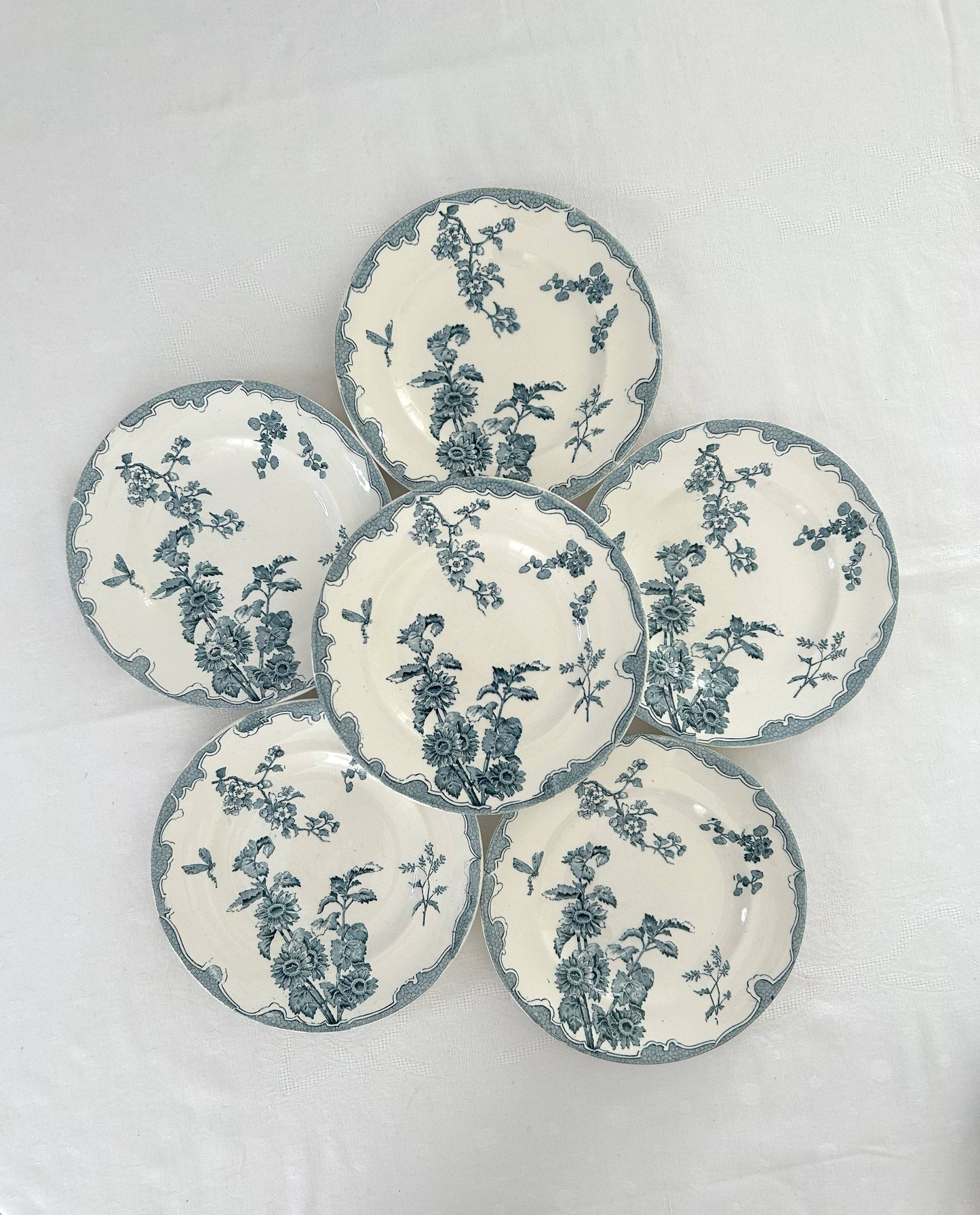 Ensemble de 6 assiettes plates - Soleil - Longwy - La Brocanterie d'Estelle