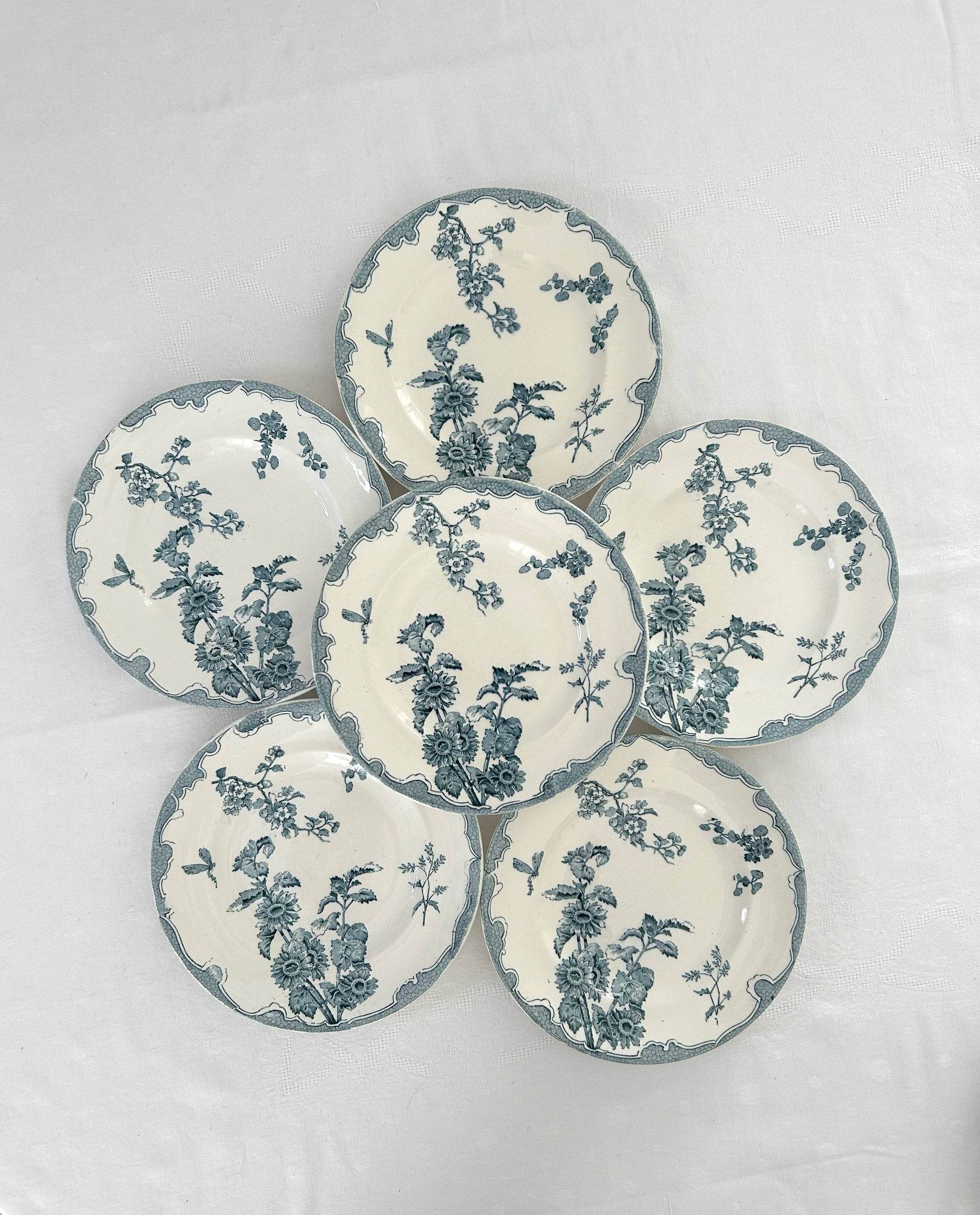 Ensemble de 6 assiettes plates - Soleil - Longwy - La Brocanterie d'Estelle
