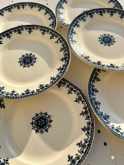 Ensemble de 6 assiettes à dessert terre de fer Gagny H.B & Cie - La Brocanterie d'Estelle