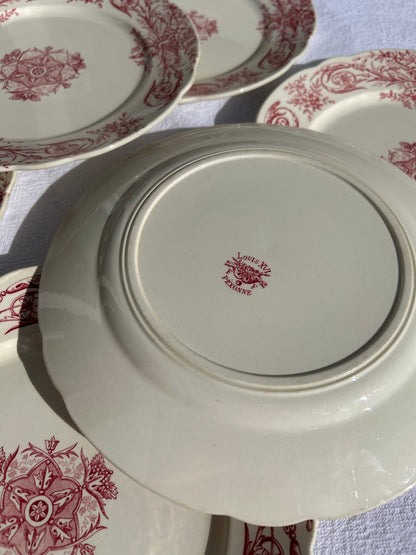 Ensemble de 6 assiettes plates - Louis XVI - Terre de fer - FF Péxonne - La Brocanterie d'Estelle