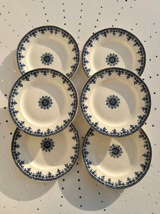 Ensemble de 6 assiettes à dessert terre de fer Gagny H.B & Cie - La Brocanterie d'Estelle