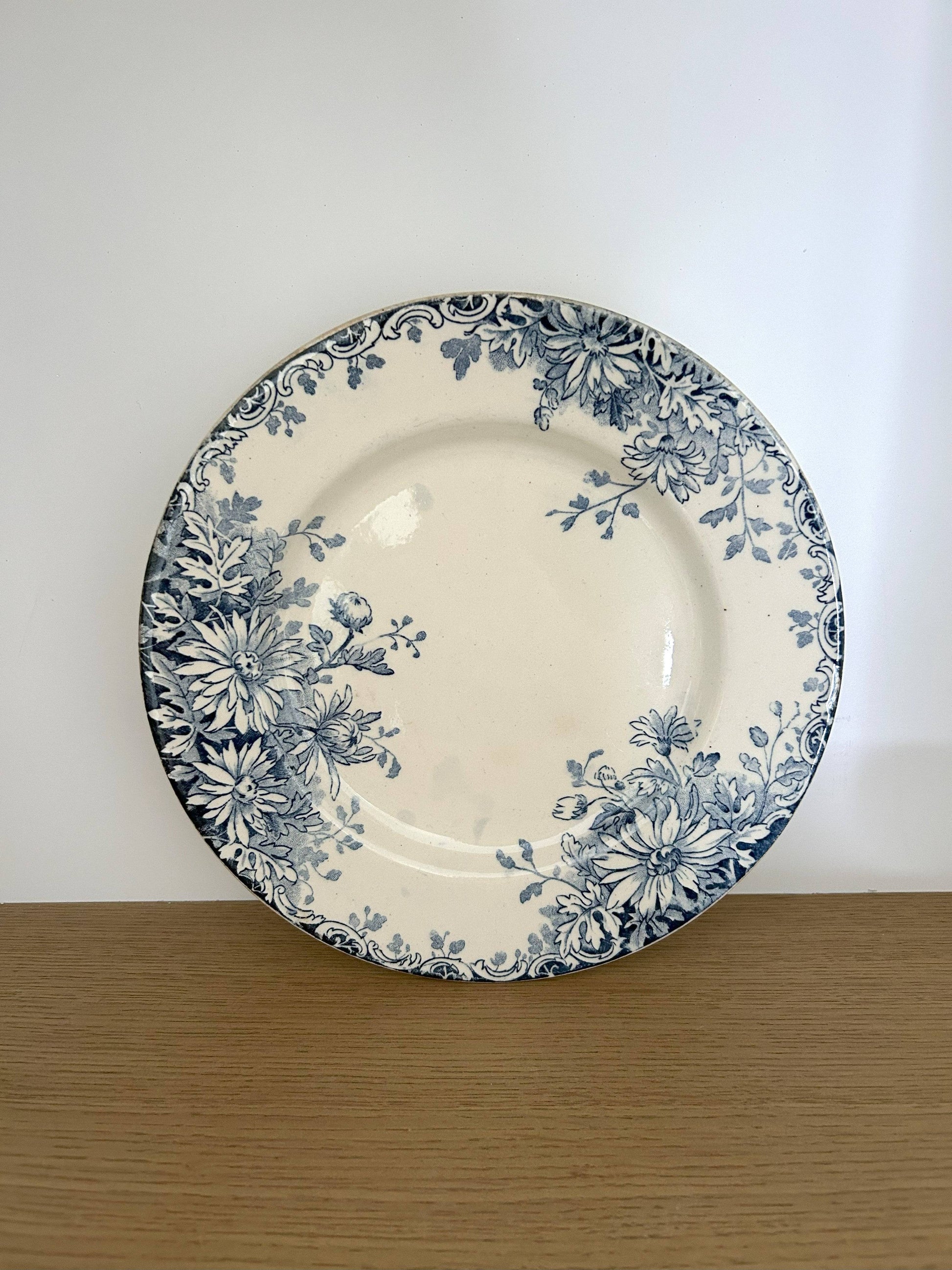 Assiette piédouche - Fleurs d'automne - Gien - La Brocanterie d'Estelle
