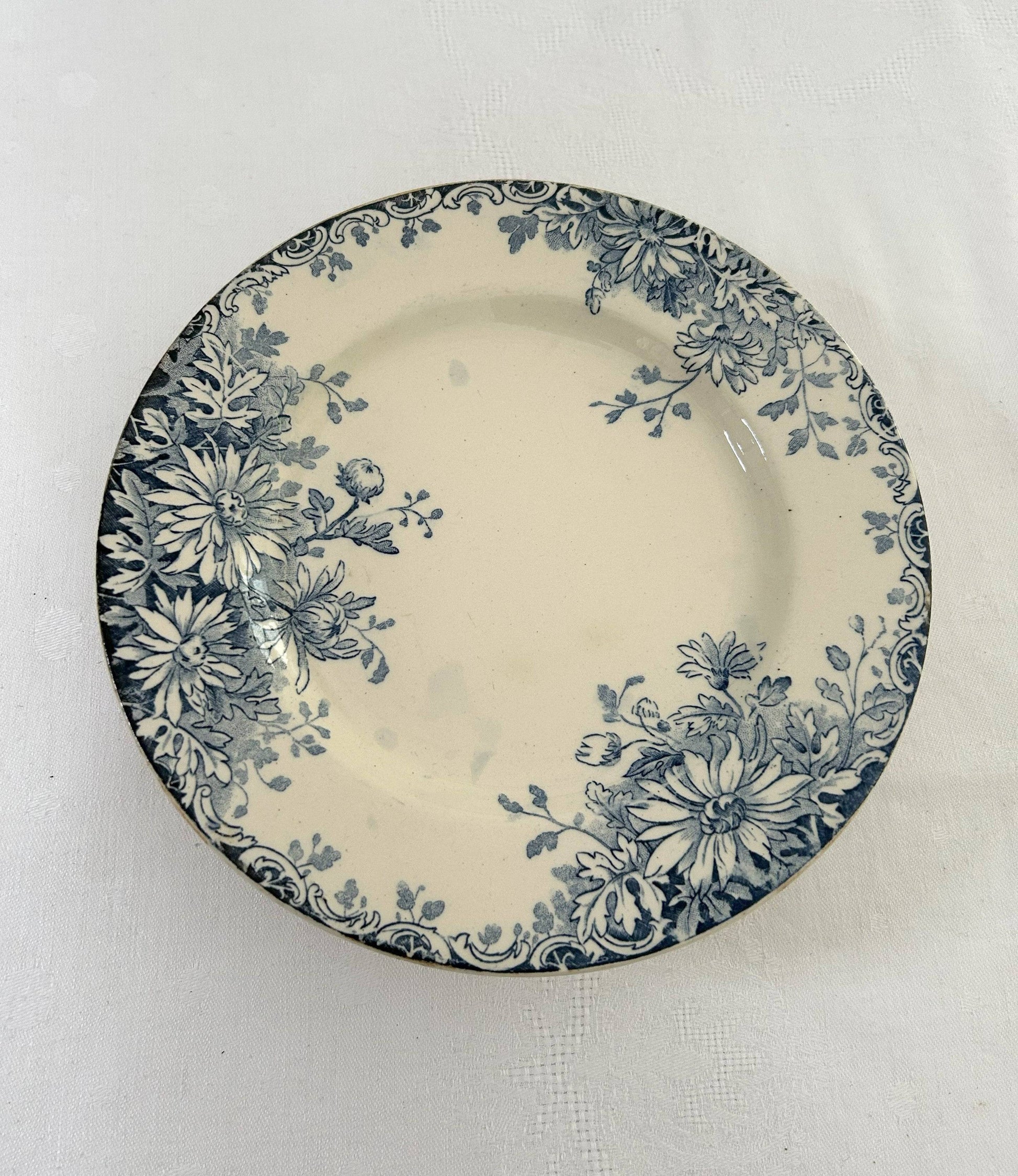 Assiette piédouche - Fleurs d'automne - Gien - La Brocanterie d'Estelle