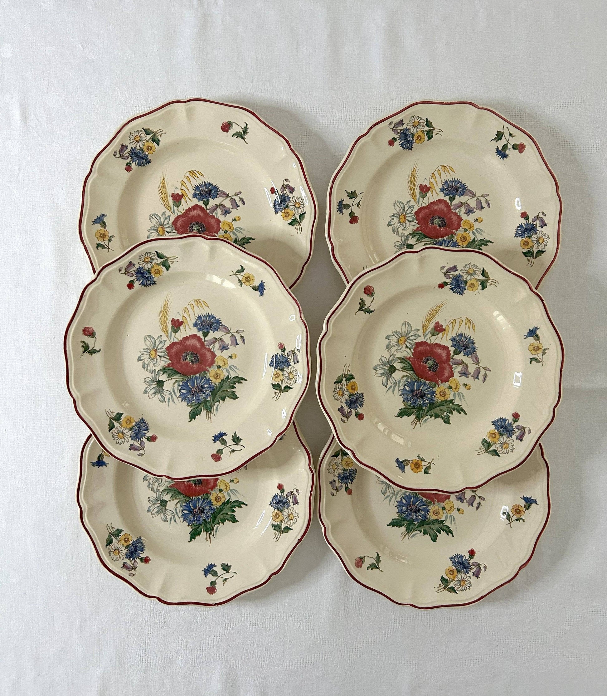 Ensemble de 6 assiettes plates - Agreste - Sarreguemines - La Brocanterie d'Estelle