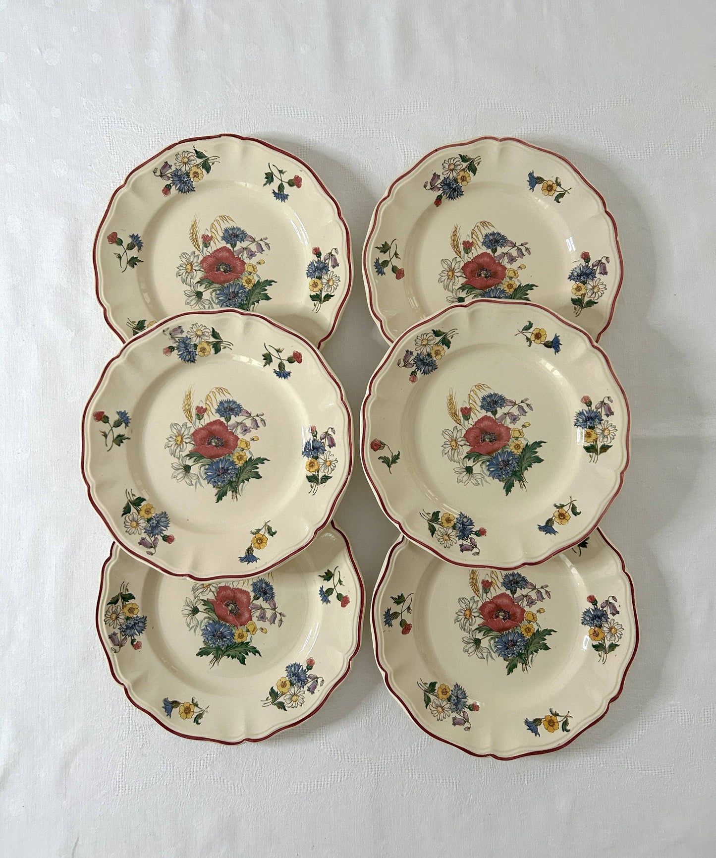 Ensemble de 6 assiettes plates - Agreste - Sarreguemines - La Brocanterie d'Estelle