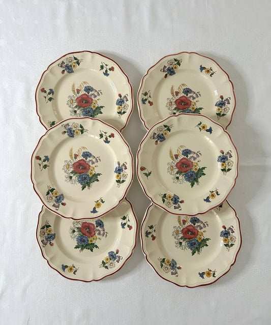 Ensemble de 6 assiettes plates - Agreste - Sarreguemines - La Brocanterie d'Estelle