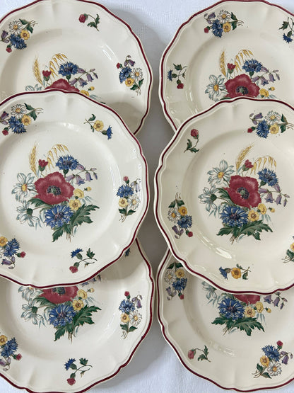Ensemble de 6 assiettes plates - Agreste - Sarreguemines - La Brocanterie d'Estelle
