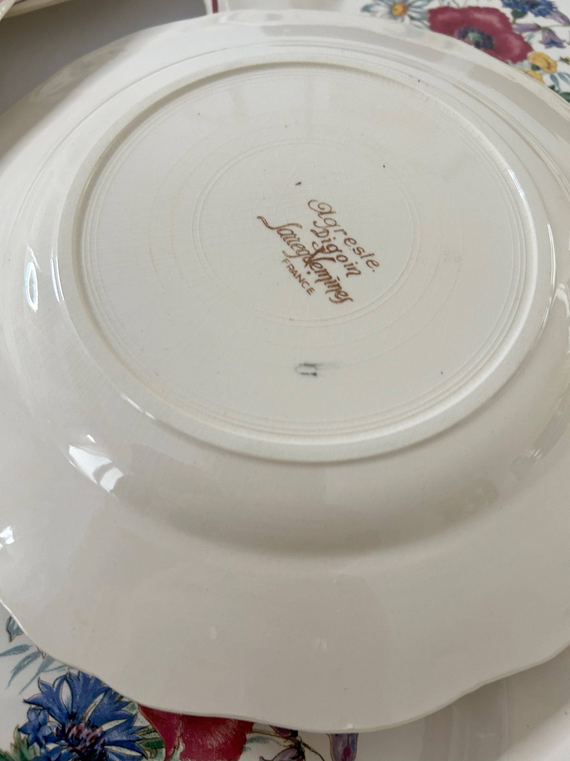 Ensemble de 6 assiettes plates - Agreste - Sarreguemines - La Brocanterie d'Estelle