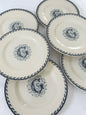 Ensemble de 6 assiettes plates - Monogramme G - Terre de fer - K&G Lunéville - La Brocanterie d'Estelle