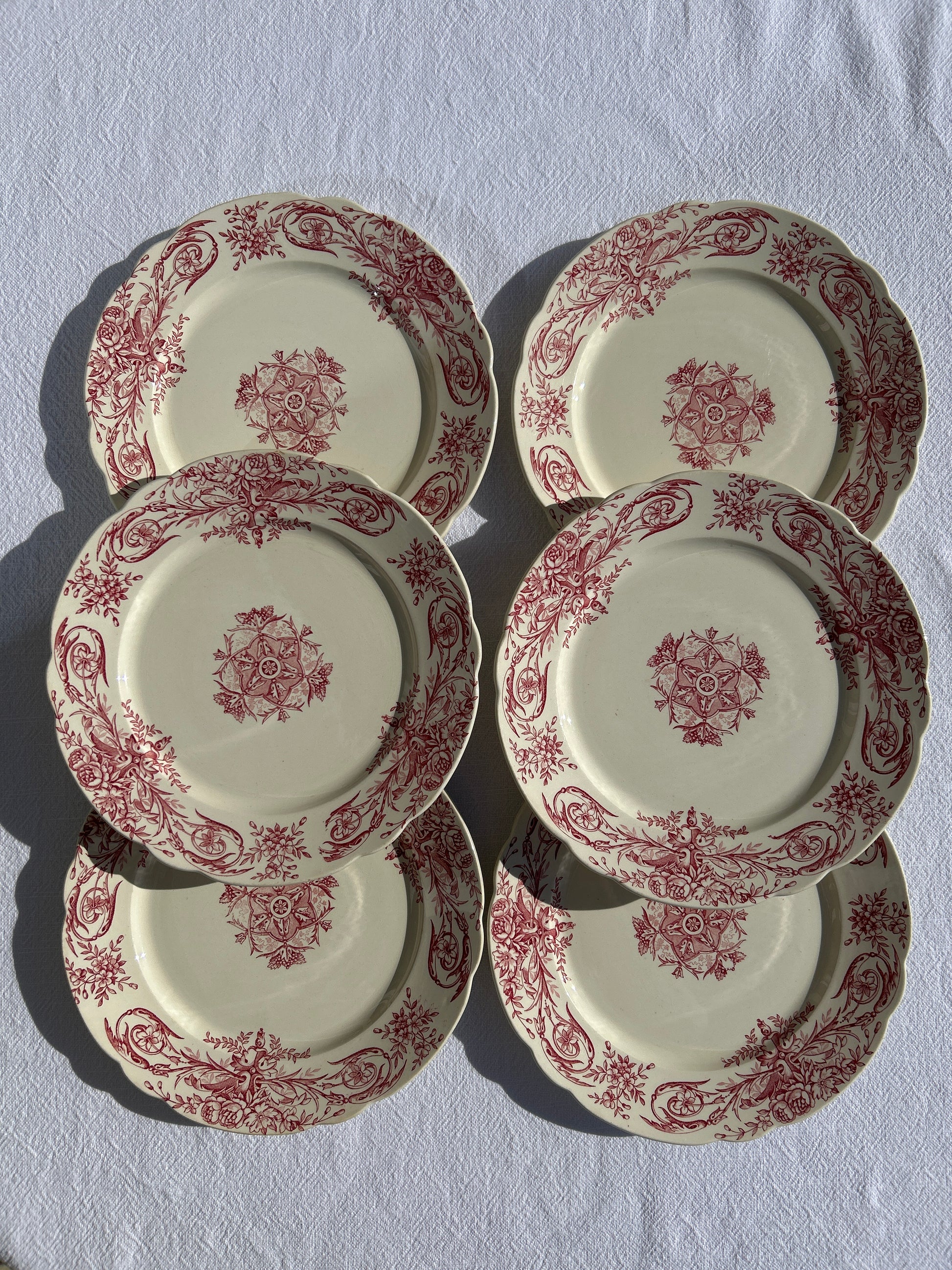 Ensemble de 6 assiettes plates - Louis XVI - Terre de fer - FF Péxonne - La Brocanterie d'Estelle