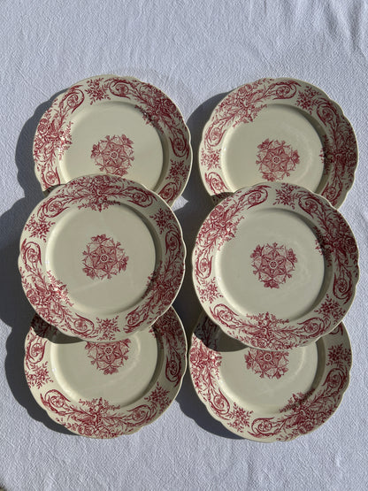 Ensemble de 6 assiettes plates - Louis XVI - Terre de fer - FF Péxonne - La Brocanterie d'Estelle