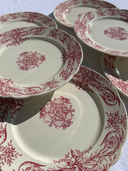 Ensemble de 6 assiettes plates - Louis XVI - Terre de fer - FF Péxonne - La Brocanterie d'Estelle