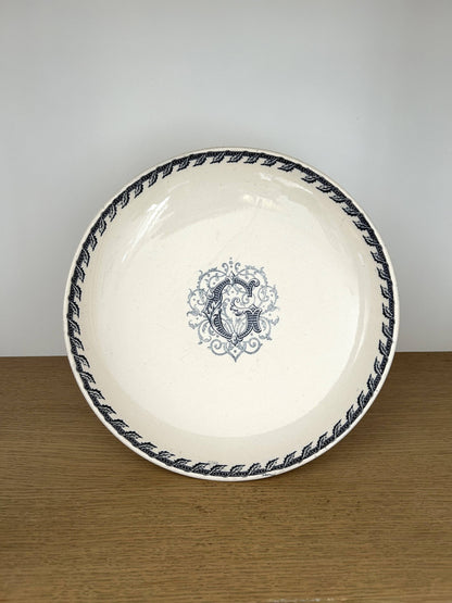 Compotier - Monogramme "G" - Terre de fer - K&G Lunéville - La Brocanterie d'Estelle