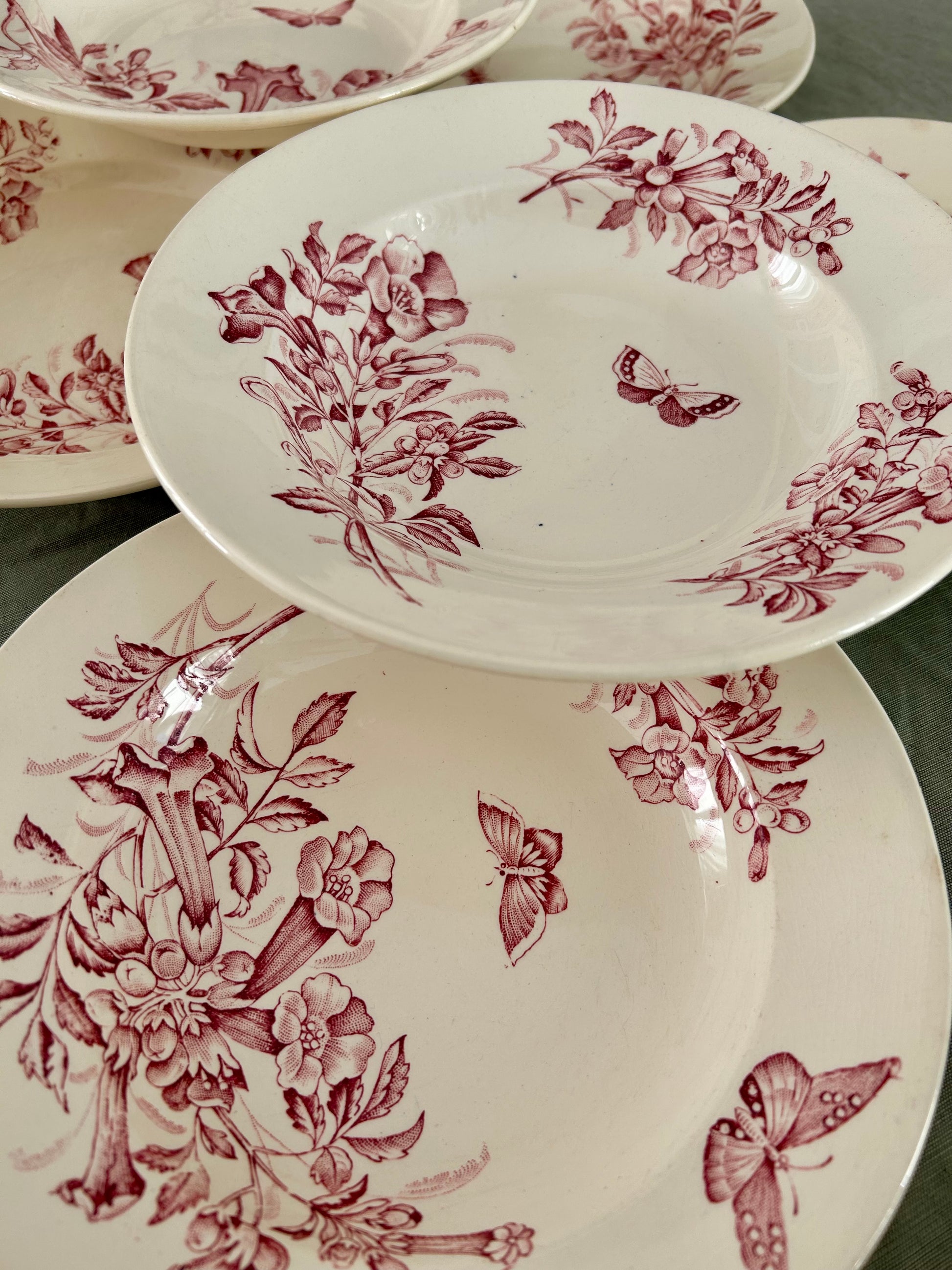 Ensemble de 6 assiettes creuses - Jasmin - F T Badonviller - La Brocanterie d'Estelle