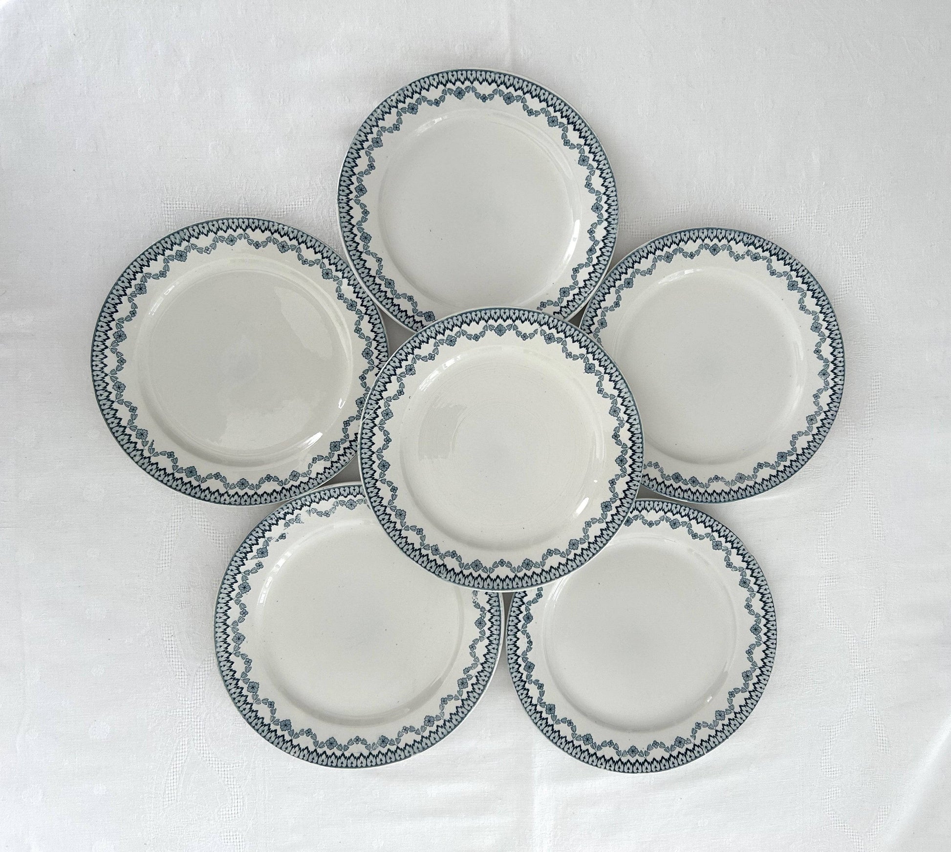 Ensemble de 6 assiettes plates - Arras - Sarreguemines - La Brocanterie d'Estelle