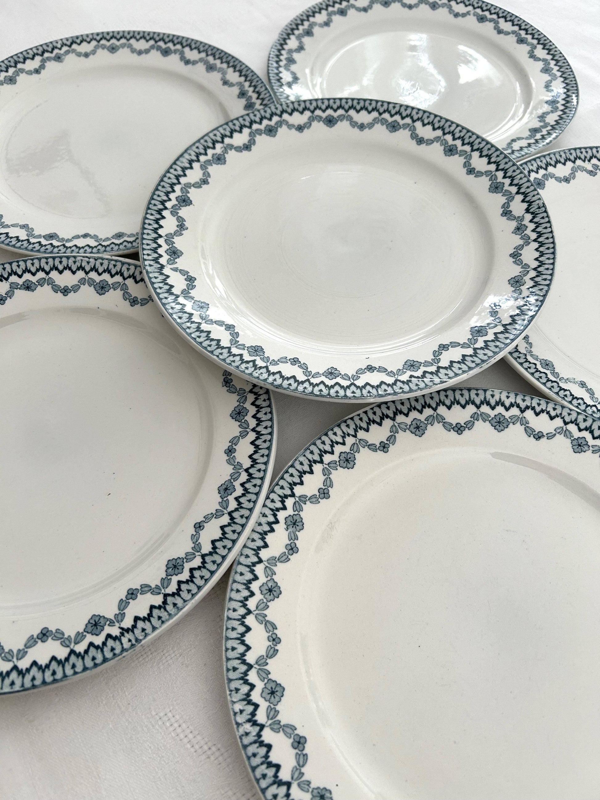 Ensemble de 6 assiettes plates - Arras - Sarreguemines - La Brocanterie d'Estelle