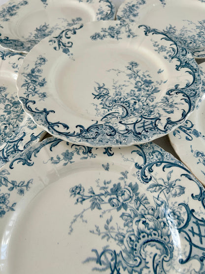 Ensemble de 6 assiettes plates - Fleury - Terre de fer - Sarreguemines - La Brocanterie d'Estelle