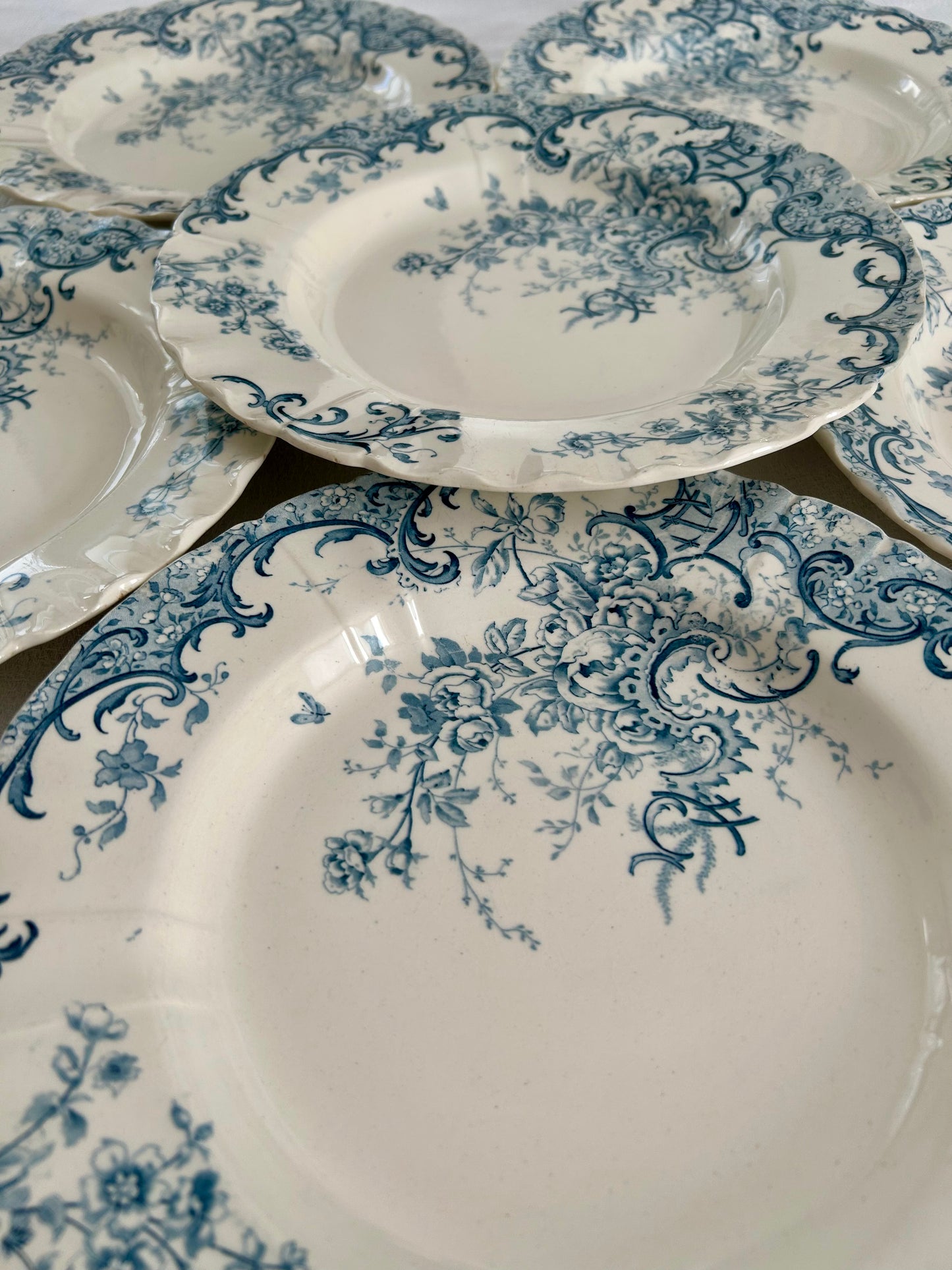 Ensemble de 6 assiettes semi creuses  - Fleury - Terre de fer - Sarreguemines - La Brocanterie d'Estelle