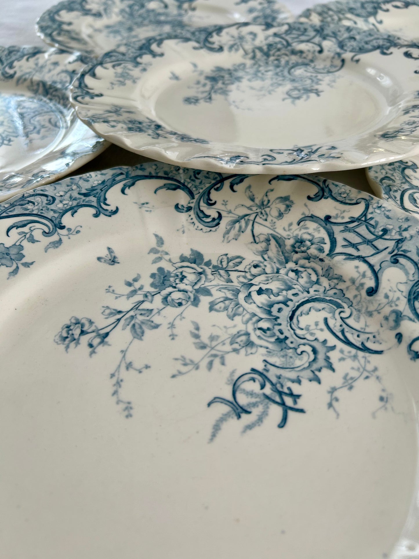 Ensemble de 6 assiettes plates - Fleury - Terre de fer - Sarreguemines - La Brocanterie d'Estelle