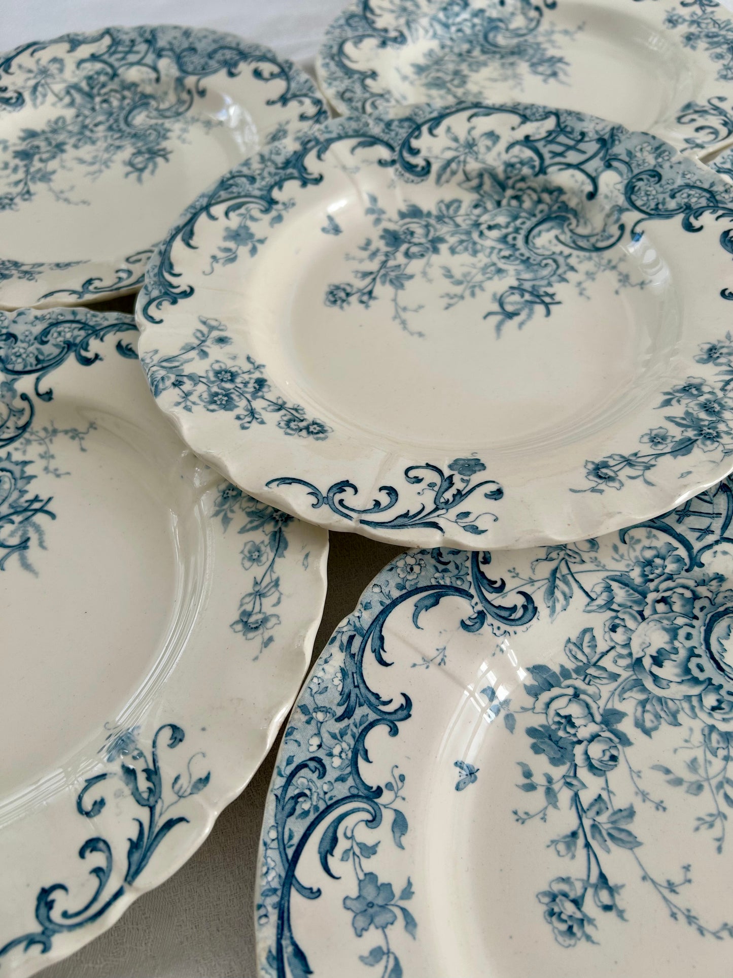 Ensemble de 6 assiettes semi creuses  - Fleury - Terre de fer - Sarreguemines - La Brocanterie d'Estelle