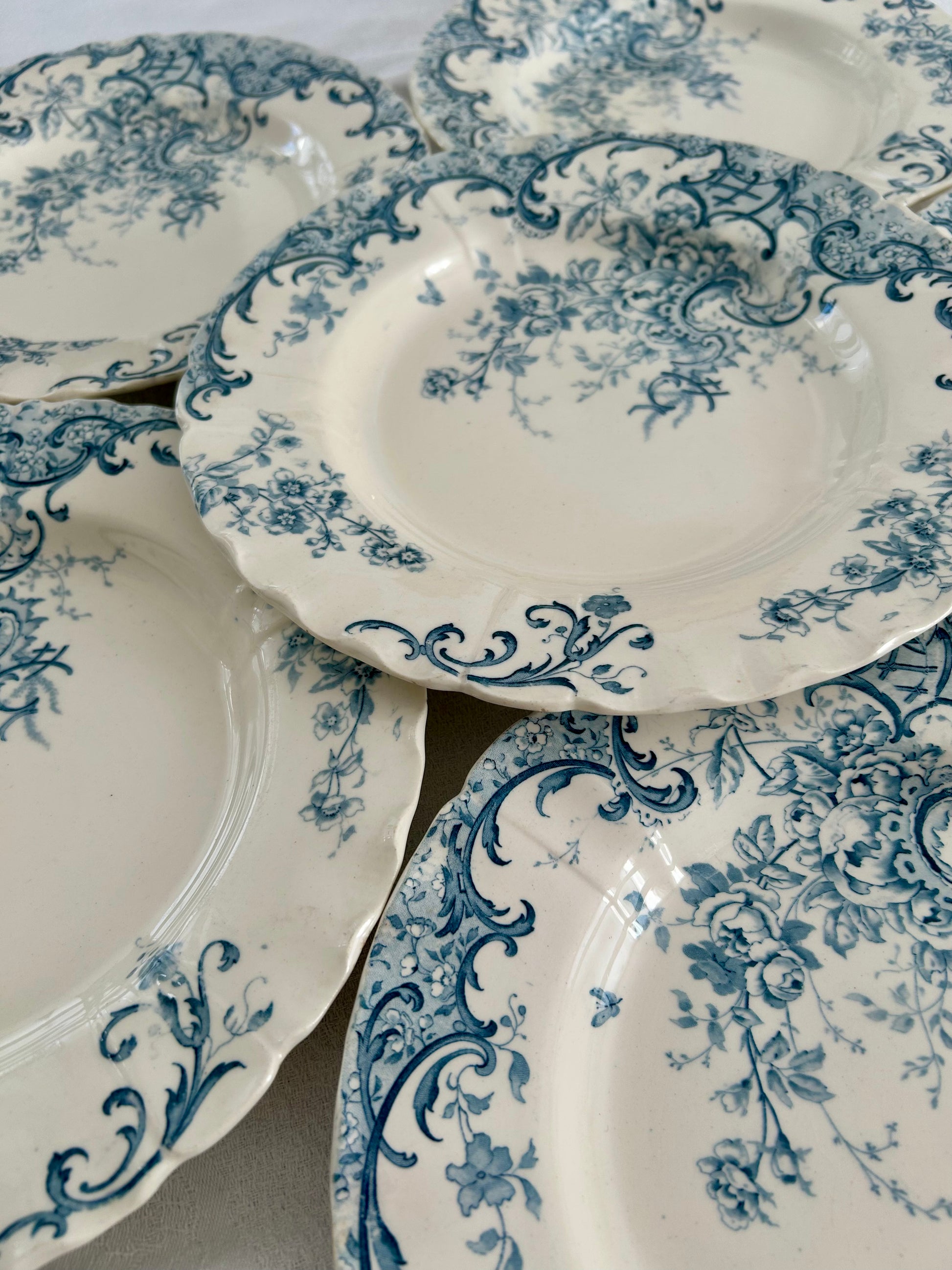Ensemble de 6 assiettes semi creuses  - Fleury - Terre de fer - Sarreguemines - La Brocanterie d'Estelle