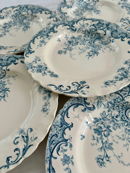 Ensemble de 6 assiettes semi creuses  - Fleury - Terre de fer - Sarreguemines - La Brocanterie d'Estelle