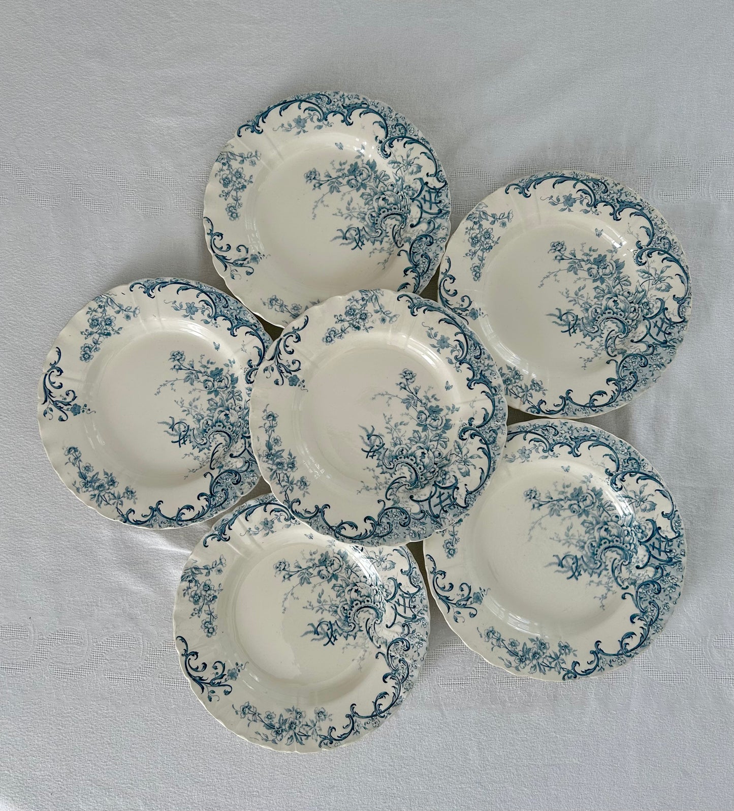 Ensemble de 6 assiettes semi creuses  - Fleury - Terre de fer - Sarreguemines - La Brocanterie d'Estelle