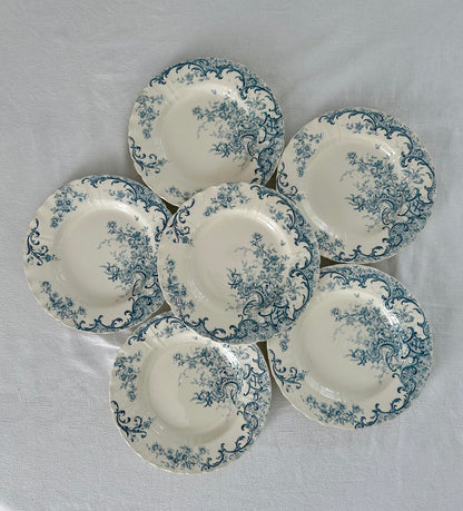 Ensemble de 6 assiettes semi creuses  - Fleury - Terre de fer - Sarreguemines - La Brocanterie d'Estelle