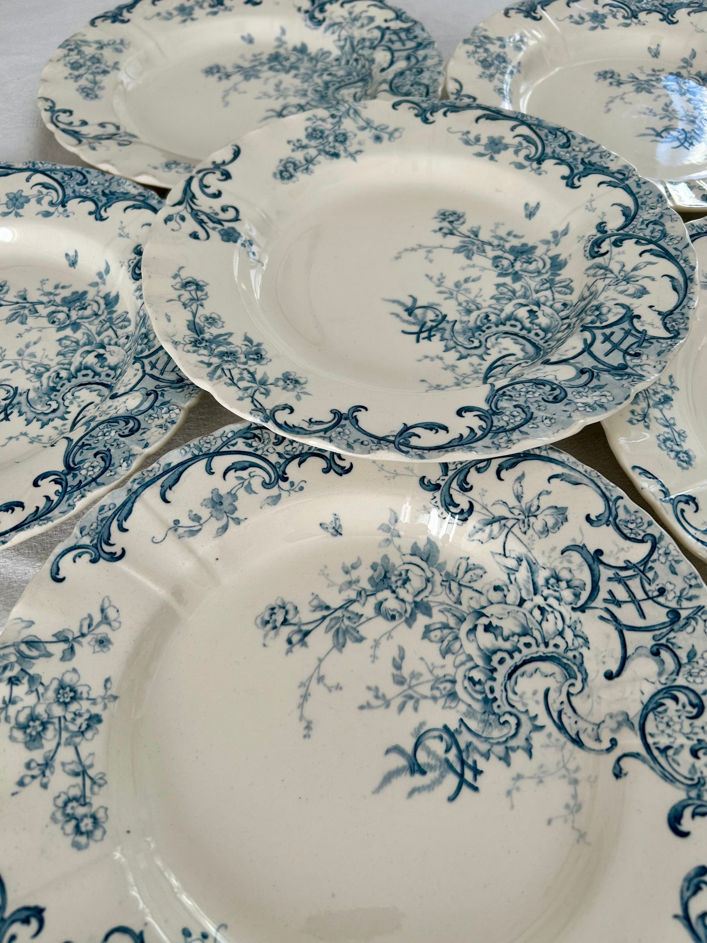 Ensemble de 6 assiettes semi creuses  - Fleury - Terre de fer - Sarreguemines - La Brocanterie d'Estelle
