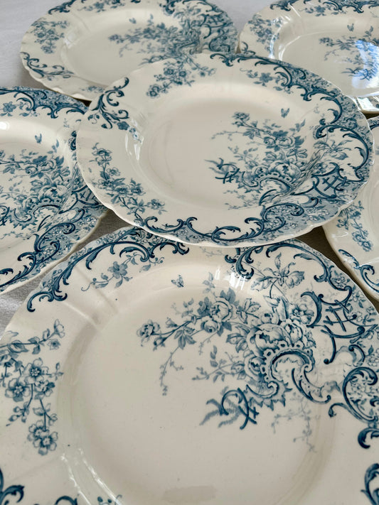 Ensemble de 6 assiettes semi creuses  - Fleury - Terre de fer - Sarreguemines - La Brocanterie d'Estelle
