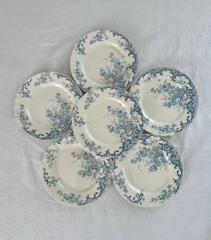 Ensemble de 6 assiettes plates - Fleury - Terre de fer - Sarreguemines - La Brocanterie d'Estelle