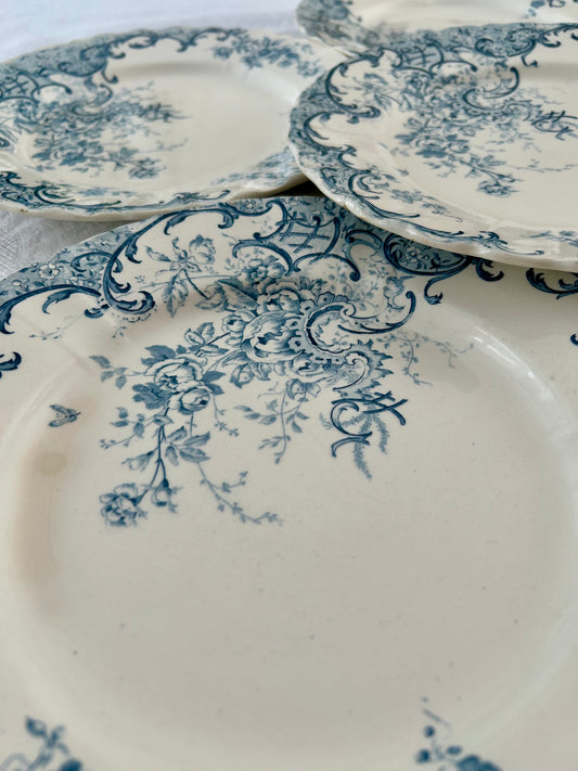Ensemble de 6 assiettes plates - Fleury - Terre de fer - Sarreguemines - La Brocanterie d'Estelle
